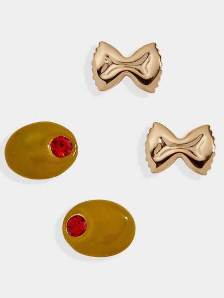 Pasta Girl Stud Earrings Set of 2