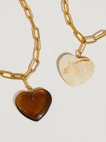 Rouelle Heart Chain Necklace in White