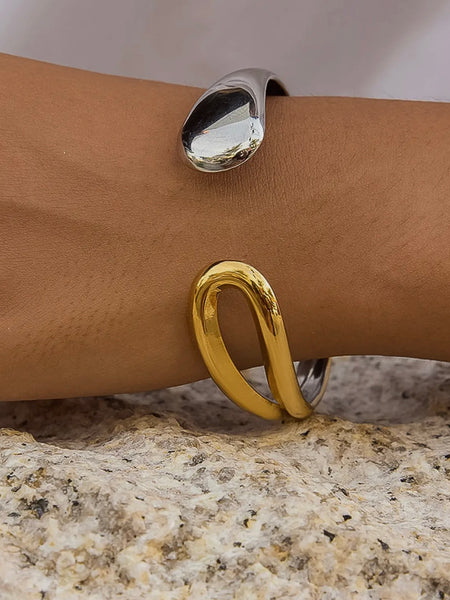 Junel Open Cuff Bracelet in Two Tone