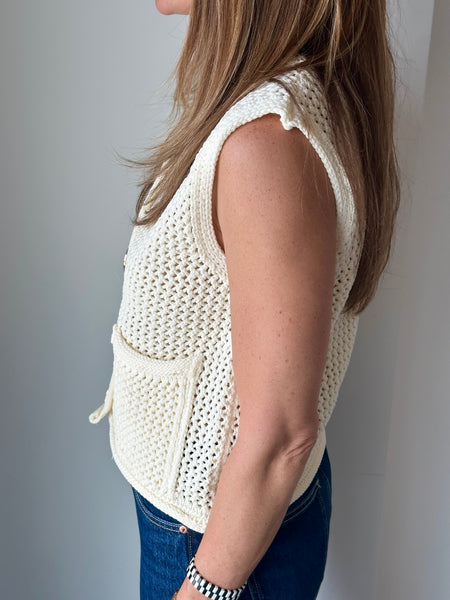 Buttoned Up Sweater Vest in Butter