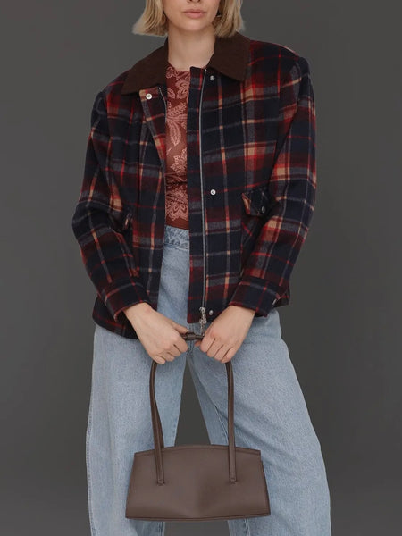 Heritage Plaid Bomber Jacket in Navy & Red