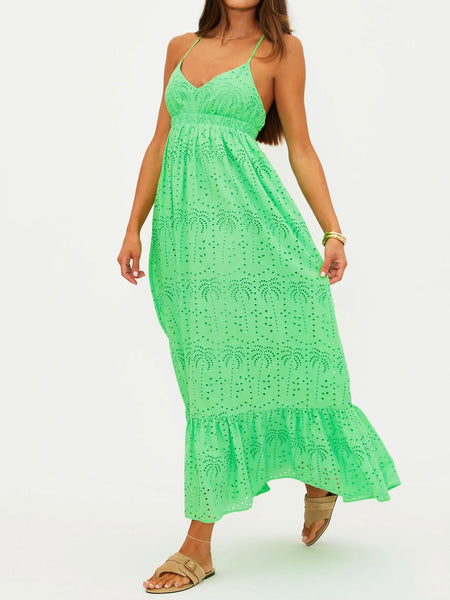 Ruthie Dress in Palm Eyelet