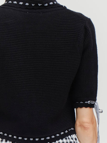 All The Right Ribbons Knit Top in Black
