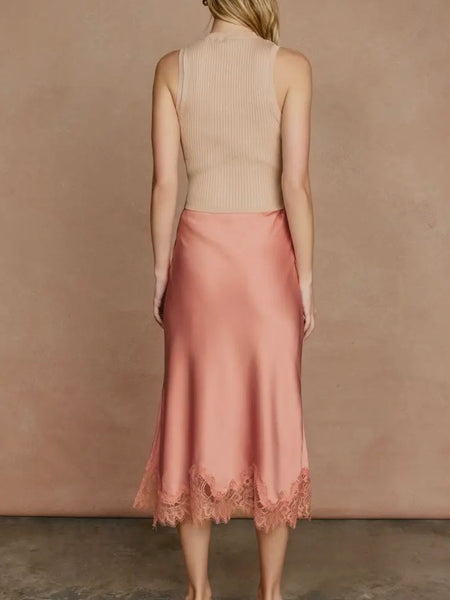 Long Live Lace Pencil Skirt in Blush