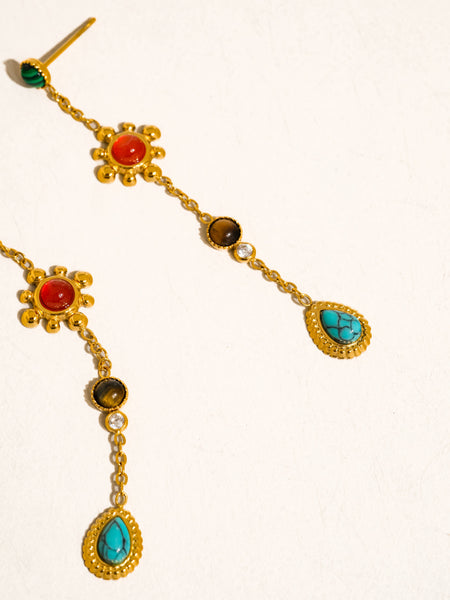 Bellevie Gemstone Drop Earrings in Multi