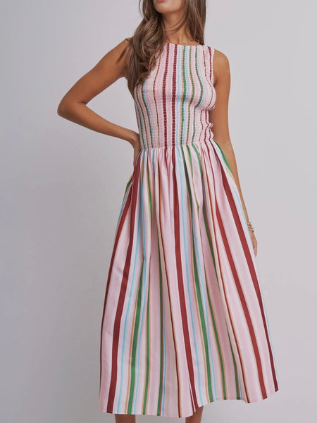 Under The Big Top Maxi Dress in Multi Stripe