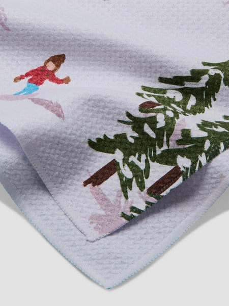Winter Skiing Trip Tea Towel