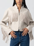 Own It Fringe Jacket in Sand