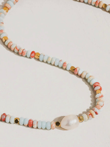 Swank Boho Beaded Pearl Necklace