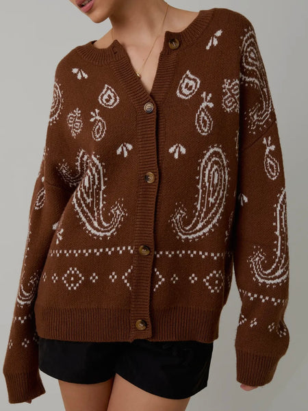 Pass The Paisley Cardi in Brown