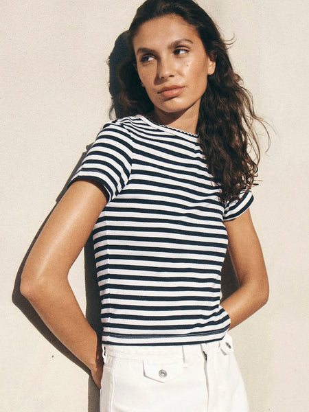 Paros Tee in Navy Stripe