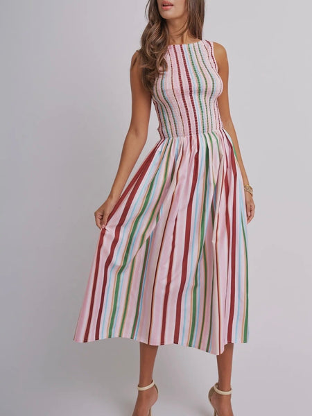 Under The Big Top Maxi Dress in Multi Stripe