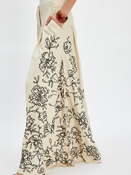 What You Know Embroidered Pants in Sand