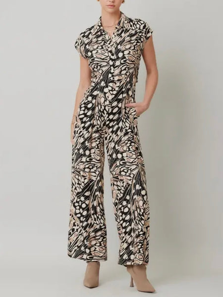 Cut It Out Printed Jumpsuit in Black