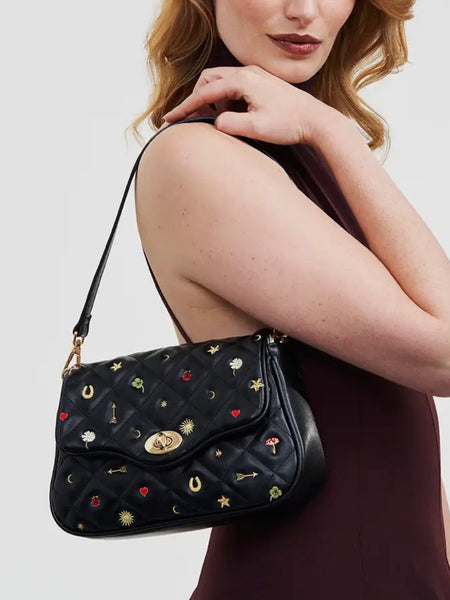 Mary Motif Quilted Crossbody Clutch