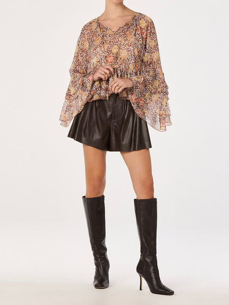 Margaery Top in Brown Floral