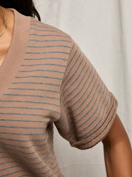 Briggs Short Sleeve Sweatshirt in Mocha & Charcoal