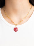 Audrey Heart Necklace in Cherry Quartz