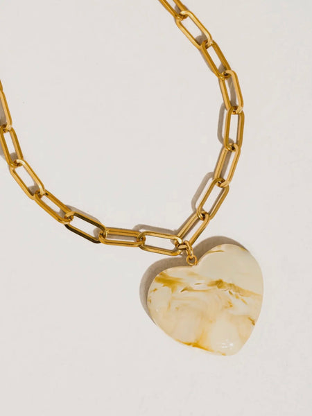 Rouelle Heart Chain Necklace in White