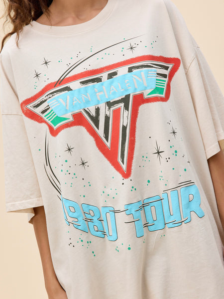 Van Halen 1980 Tour One Size Tee in Dirty White
