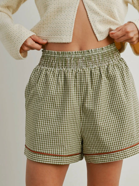 Plaid & Posh Shorts in Olive