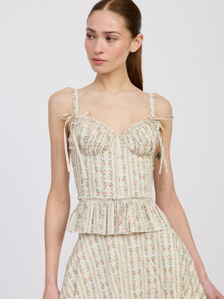 Rosalia Top in Ivory & Olive