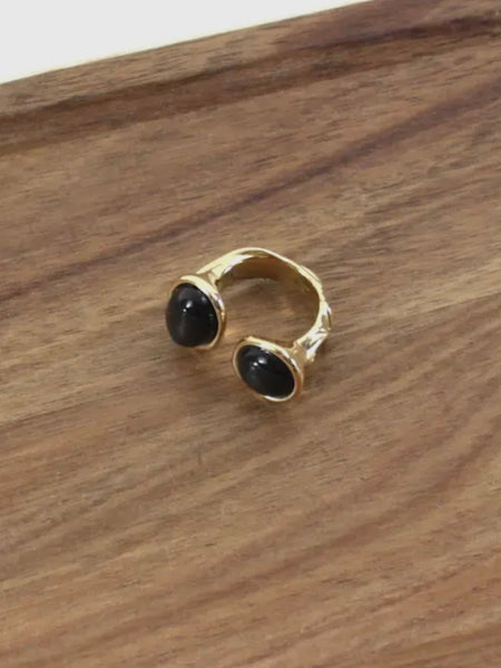 Open Stone Ring in Black