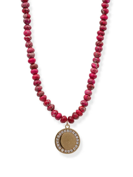 Watercolor Prayer Warrior Necklace in Berry