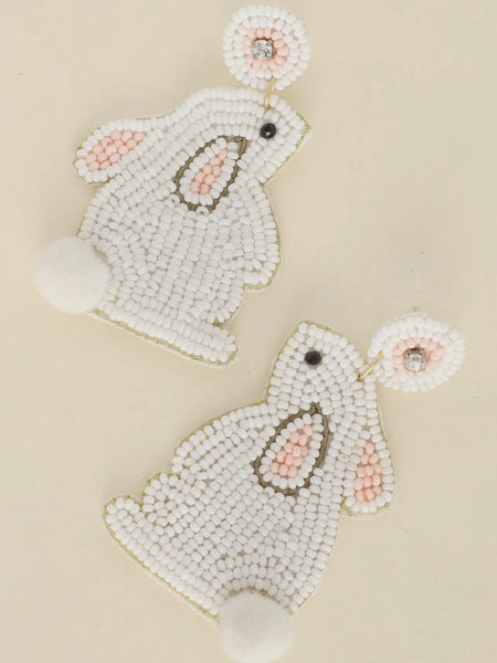 Bunnies Love Florals Sequin Earring in White