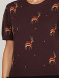 Dancing & Prancing Sweater in Wine