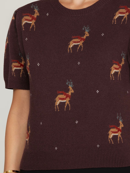 Dancing & Prancing Sweater in Wine
