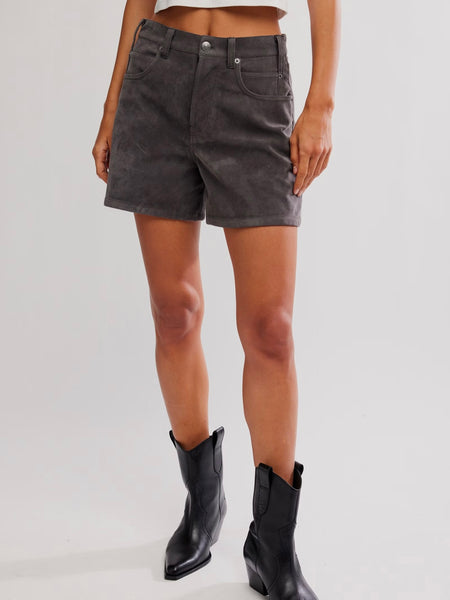Tippi Vegan Suede Short in Dark Grey