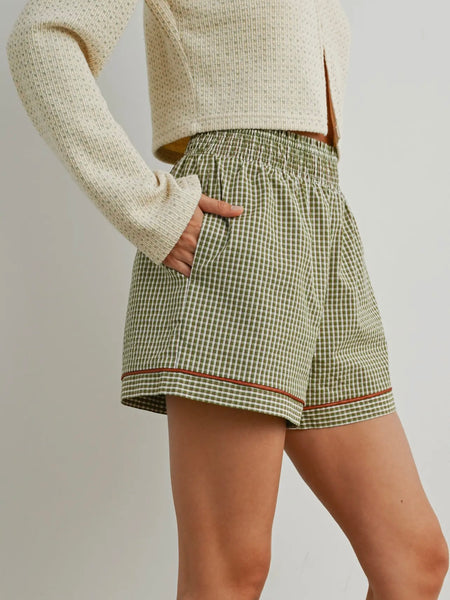 Plaid & Posh Shorts in Olive