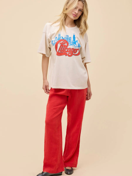 Chicago Skyline Oversized Jersey in Dirty White