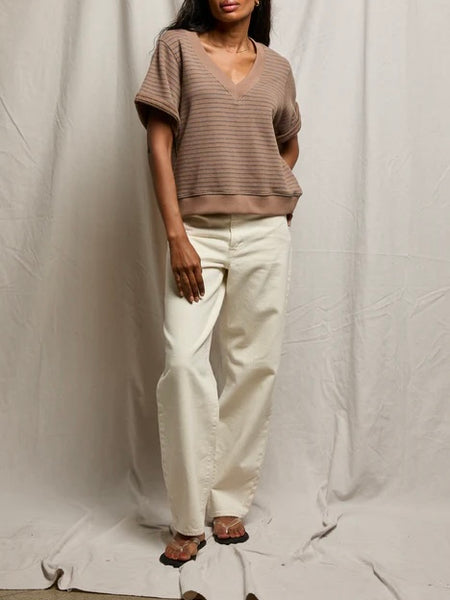 Briggs Short Sleeve Sweatshirt in Mocha & Charcoal