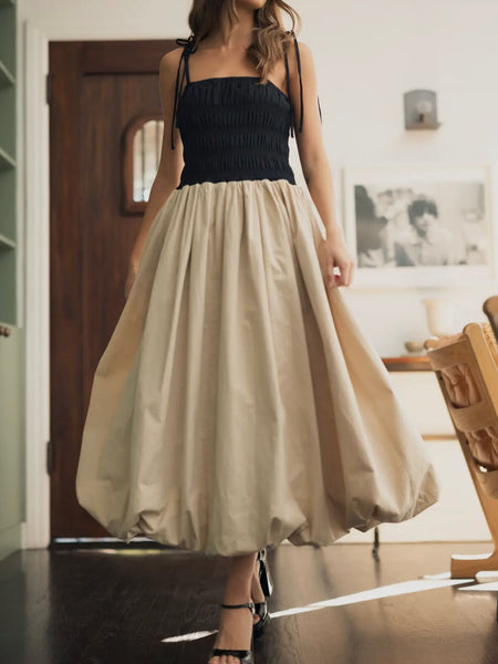 Better Be Bubble Dress in Tan & Black