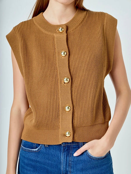 We're inVESTed Knit in Camel