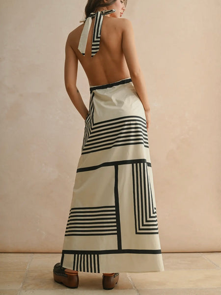 Blonde Blob Halter Dress in Black & White