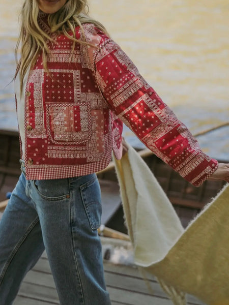 Piece It Together Quilted Jacket in Red