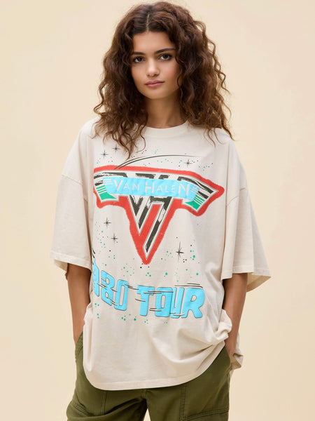 Van Halen 1980 Tour One Size Tee in Dirty White