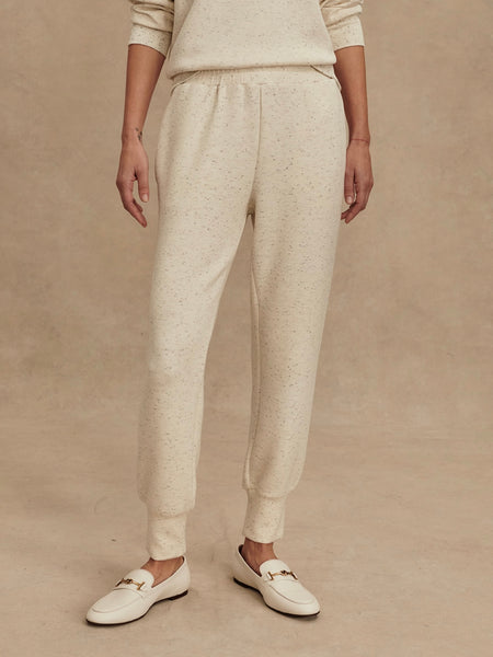 The Slim Cuff Pant 25 in Ivory Marl Fleck