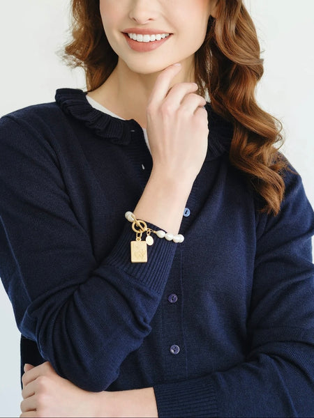 One Bam Bird Mahjong Tile Pearl Bracelet