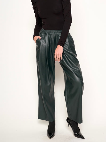 Bryan Faux Leather Pant in Emerald