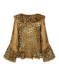 Samantha Lace Frill Blouse in Vintage Leopard