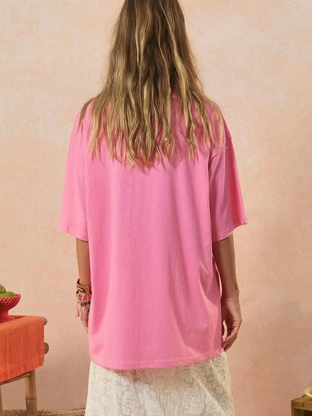 Marina Piccola Oversized Biker Tee in Cosmos Pink
