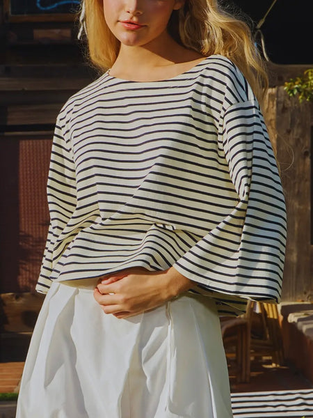 Dockside Striped Tee in Black & White