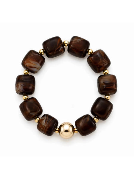 Pebbles Mocha Stretchy Bracelet