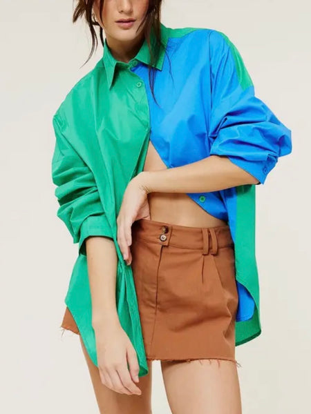 My Other Side Button Up in Green Combo