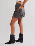 Tippi Vegan Suede Short in Dark Grey