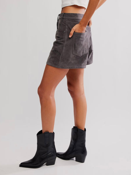 Tippi Vegan Suede Short in Dark Grey
